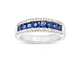 Sapphire and Diamond 14k White Gold Band Ring 1.00ctw