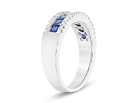 Sapphire and Diamond 14k White Gold Band Ring 1.00ctw