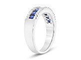 Sapphire and Diamond 14k White Gold Band Ring 1.00ctw