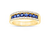 Sapphire and Diamond 14k Yellow Gold Band Ring 1.00ctw