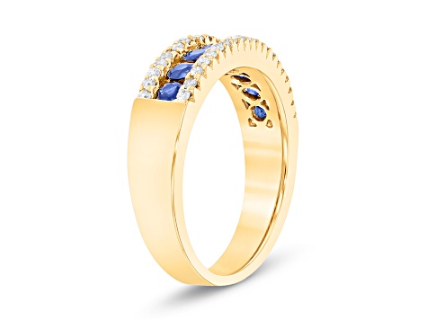 Sapphire and Diamond 14k Yellow Gold Band Ring 1.00ctw