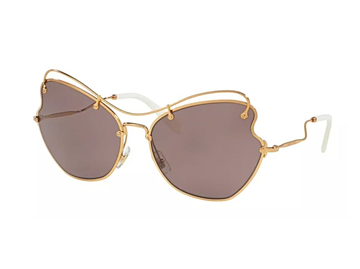 Miu Miu Gold Frame / Purple Brown Lenses Sunglasses