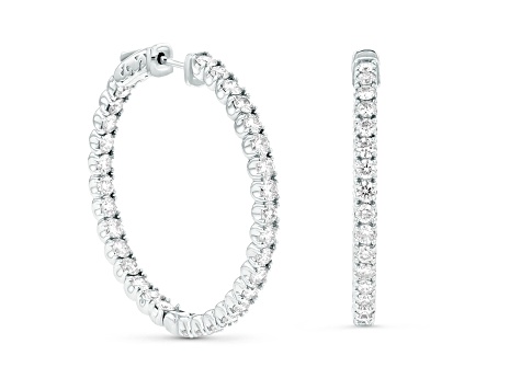 4.00ctw Diamond Hoop Earrings in 14k White Gold