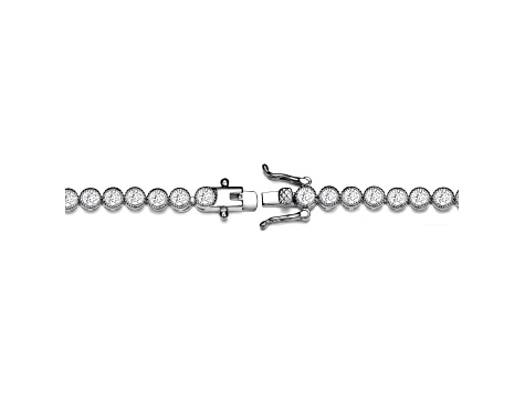 Rhodium Plated over Sterling Silver with Clear Cubic Zirconia Milgrain Tennis Bracelet