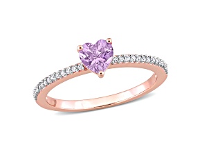 Rose de France and Diamond 10K Rose Gold Ring 0.48ctw