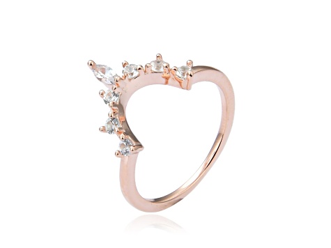 Marquise and Round White Sapphire 14K Rose Gold Over Sterling Silver Crown Design Ring Guard