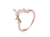 Marquise and Round White Sapphire 14K Rose Gold Over Sterling Silver Crown Design Ring Guard