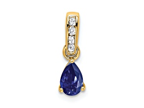 10k Yellow Gold 0.5 cttw Pear Lab Created Sapphire and Accent Diamond Pendant