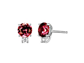Red Lab Created Ruby Rhodium Over Sterling Silver Earrings