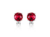 Red Lab Created Ruby Rhodium Over Sterling Silver Earrings