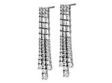 Rhodium Over Sterling Silver Polished Fancy 3-Row Cubic Zirconia Post Dangle Earrings