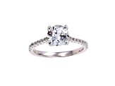 Rhodium Over Sterling Silver Round White Topaz Solitaire Ring 3.28ctw
