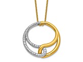 14K Yellow Gold with White Rhodium Diamond Circle 18 Inch Necklace