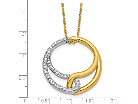 14K Yellow Gold with White Rhodium Diamond Circle 18 Inch Necklace