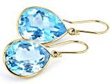 Blue Topaz 14k Yellow Gold Dangle Earrings 18.00ctw