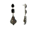 Off Park® Collection, Gold Tone Jet and Clear Crystal Teardrop Mixed-Shaped Hematite Drop Earrings.