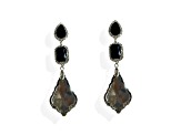 Off Park® Collection, Gold Tone Jet and Clear Crystal Teardrop Mixed-Shaped Hematite Drop Earrings.