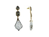 Off Park® Collection, Gold Tone Clear Crystal Teardrop Mixed-Shaped Hematite Drop Earrings.