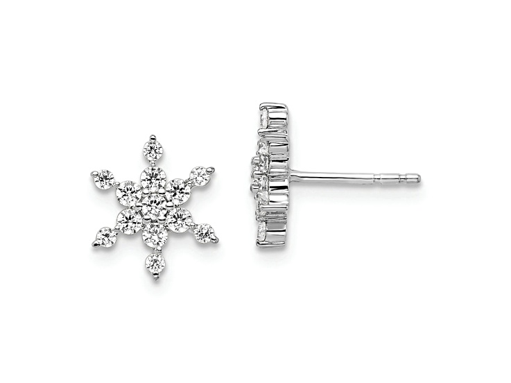Rhodium Over 14K White Gold Lab Grown Diamond SI1/SI2, G H I, Star Post Earrings