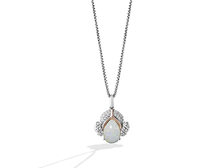 PRINCESS LEIAÃ¢â€žÂ¢ PENDANT IN 10K ROSE GOLD AND STERLING SILVER with 1/6 CT.TW. Diamonds with Opal