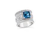 Judith Ripka 2.78ct London Blue Topaz And 1.71ctw Bella Luce Rhodium Over Sterling Ring