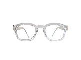 White Crystal Square Frame Blue Light Reading Glasses. Strength 1.50