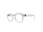 White Crystal Square Frame Blue Light Reading Glasses. Strength 1.50