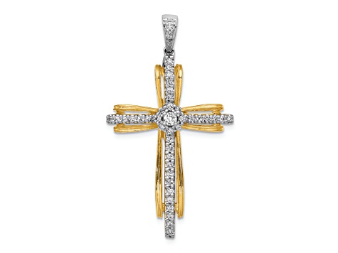 14K Yellow and White Gold 1/3ct. Diamond Passion Cross Pendant