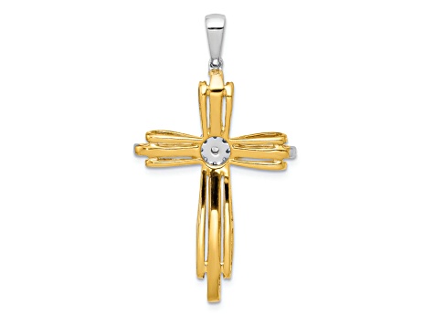 14K Yellow and White Gold 1/3ct. Diamond Passion Cross Pendant