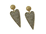 Gold Tone Heart Shape Clear Crystal Drop Dangle Earring