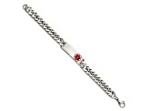 Stainless Steel Polished with Red Enamel 8.5-inch Medical ID Bracelet