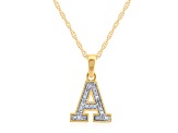 White Diamond Accent 10k Yellow Gold A Initial Pendant With 18” Rope Chain