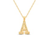 White Diamond Accent 10k Yellow Gold A Initial Pendant With 18” Rope Chain