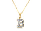White Diamond Accent 10k Yellow Gold B Initial Pendant With 18” Rope Chain