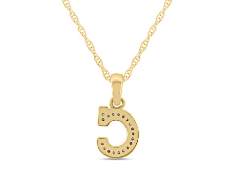 White Diamond Accent 10k Yellow Gold C Initial Pendant With 18” Rope Chain
