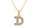 White Diamond Accent 10k Yellow Gold D Initial Pendant With 18” Rope Chain