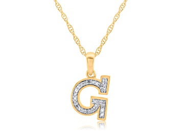 Picture of White Diamond Accent 10k Yellow Gold G Initial Pendant With 18” Rope Chain