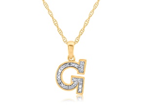 White Diamond Accent 10k Yellow Gold G Initial Pendant With 18” Rope Chain