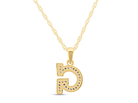 White Diamond Accent 10k Yellow Gold G Initial Pendant With 18” Rope Chain