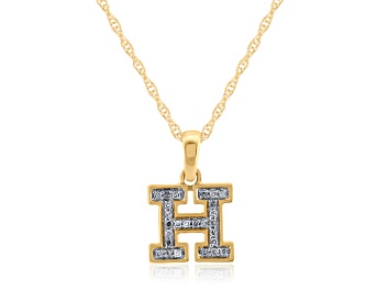Picture of White Diamond Accent 10k Yellow Gold H Initial Pendant With 18” Rope Chain