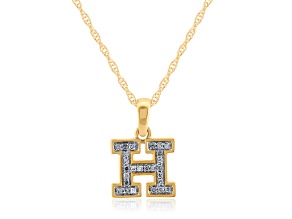 White Diamond Accent 10k Yellow Gold H Initial Pendant With 18” Rope Chain