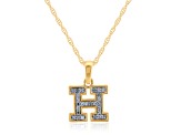 White Diamond Accent 10k Yellow Gold H Initial Pendant With 18” Rope Chain