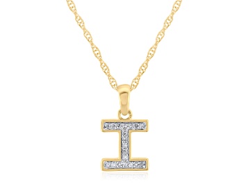 Picture of White Diamond Accent 10k Yellow Gold I Initial Pendant With 18” Rope Chain