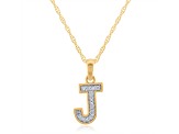 White Diamond Accent 10k Yellow Gold J Initial Pendant With 18” Rope Chain