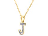White Diamond Accent 10k Yellow Gold J Initial Pendant With 18” Rope Chain