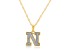 White Diamond Accent 10k Yellow Gold N Initial Pendant With 18” Rope Chain