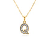 White Diamond Accent 10k Yellow Gold Q Initial Pendant With 18” Rope Chain