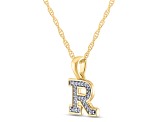 White Diamond Accent 10k Yellow Gold R Initial Pendant With 18” Rope Chain