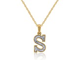 White Diamond Accent 10k Yellow Gold S Initial Pendant With 18” Rope Chain