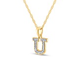 White Diamond Accent 10k Yellow Gold U Initial Pendant With 18” Rope Chain